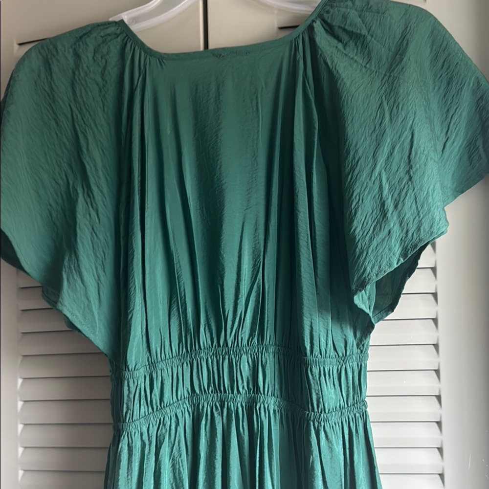 Green Maxi Dress Deep Cleavage View 3